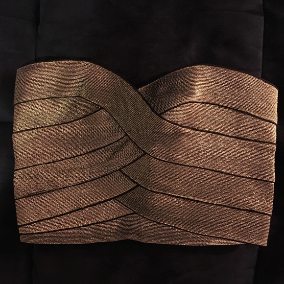 Sparkle & Fade at UO Gold Woven Crop Top - Picture 1 of 4